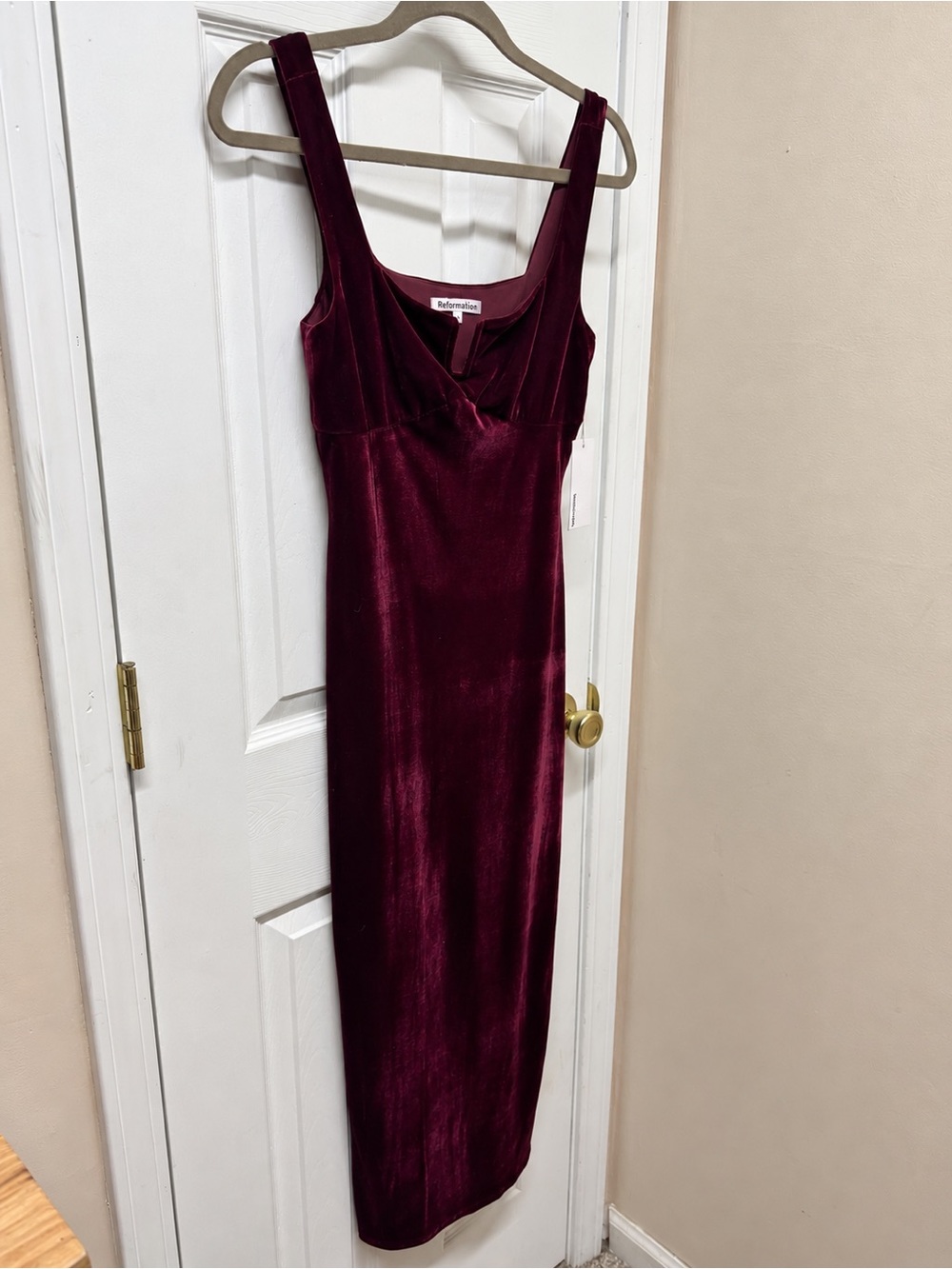 Reformation Lillee Knit Dress Crimson Velvet Burgundy Midi XS NWT - Picture 8 of 14
